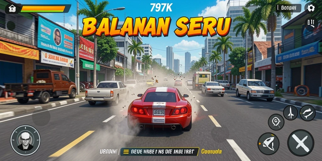 Screenshot menampilkan aksi balapan mendebarkan di <strong>797K</strong>.