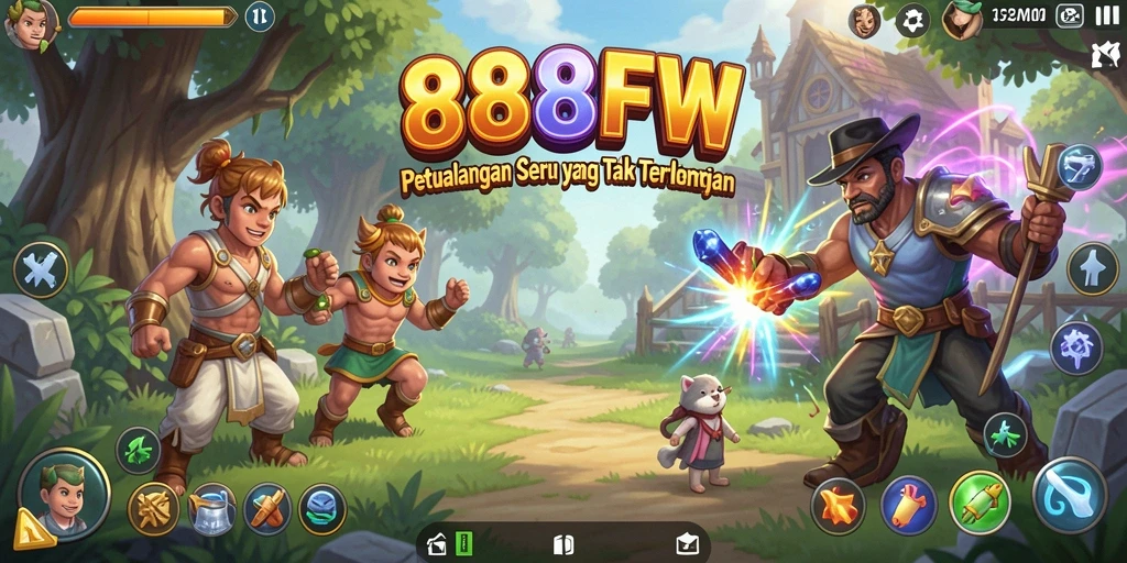Screenshot dari gameplay 888FW saat menjelajahi dunia petualangan.