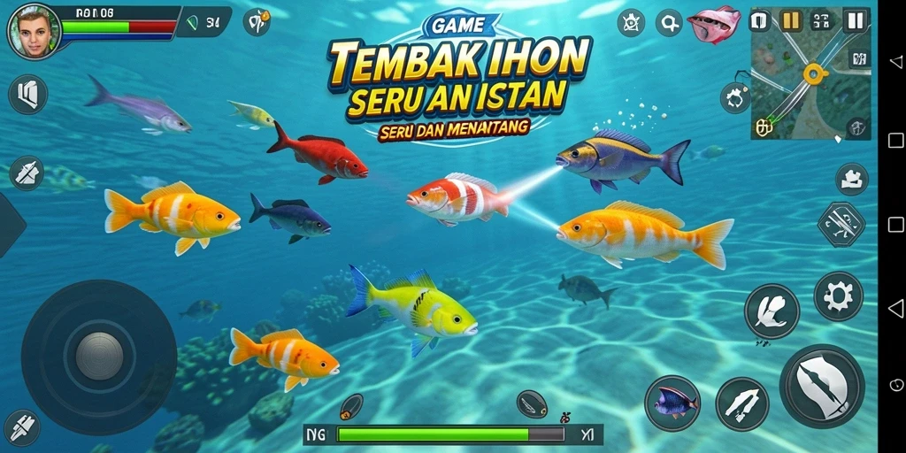 Tampilan gameplay D06 yang memikat saat menembak ikan.