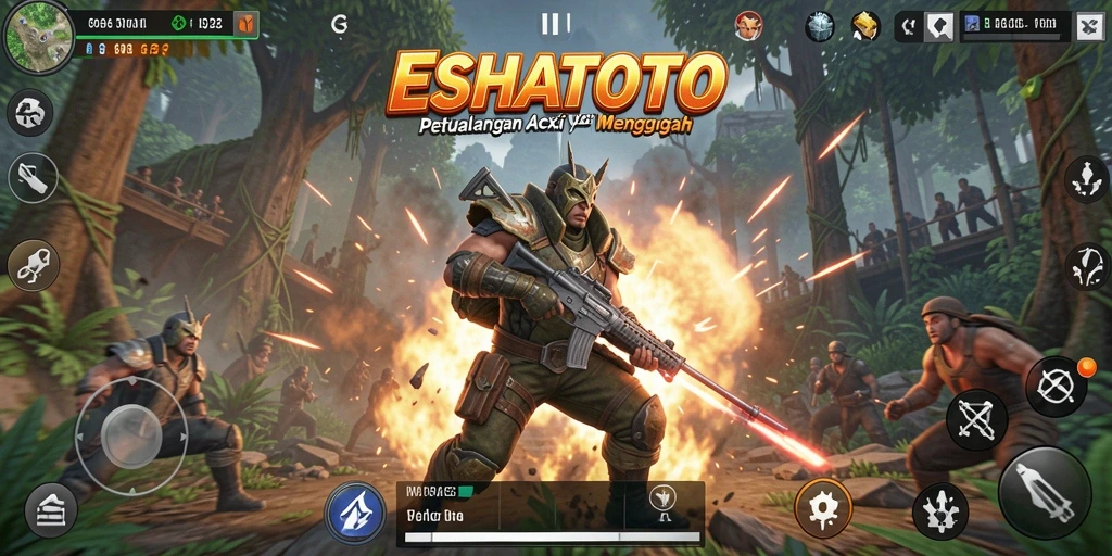Tampilan gameplay ESHATOTO yang menakjubkan dan penuh aksi.