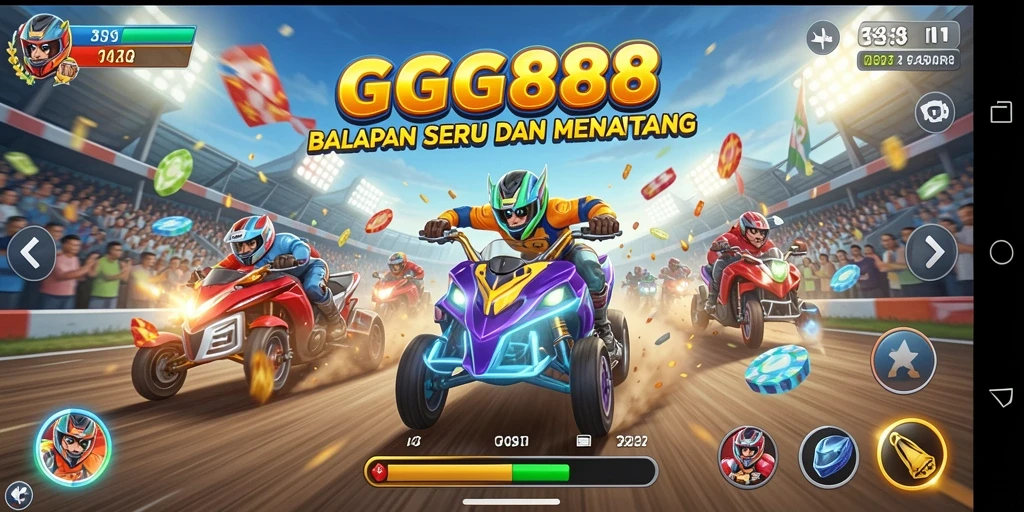 Screenshot GGG888 menampilkan aksi balapan seru di lintasan menantang.