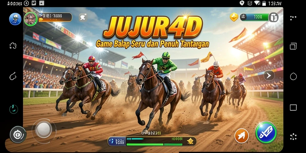 Tampilan gameplay balap yang mendebarkan dan kompetitif di JUJUR4D.