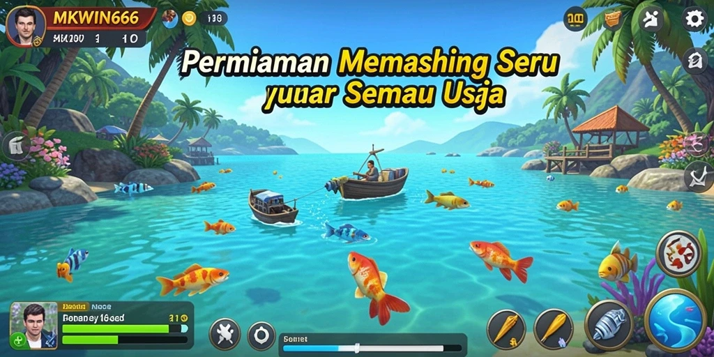 Gameplay seru dalam aplikasi MKWIN666 yang menampilkan momen menangkap ikan.