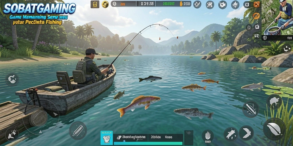 Gameplay memancing yang seru dan menantang dalam SOBATGAMING.