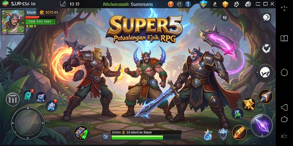 Gameplay SUPER5 yang penuh aksi dan strategi RPG.