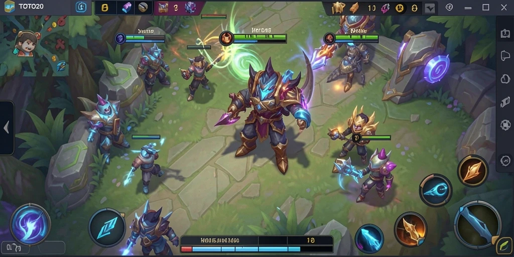 Tampilan gameplay TOTO20 yang mendebarkan dengan aksi MOBA.