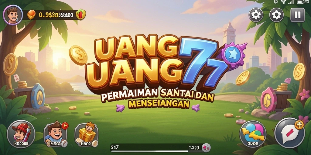 Tampilan gameplay UANG77 yang seru dan penuh warna.